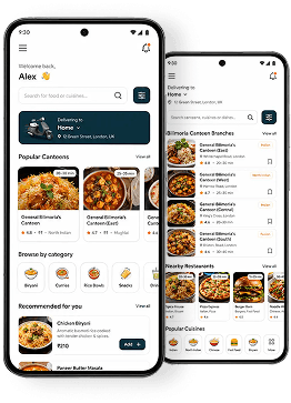 GB Canteen app screens